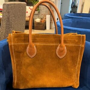 Parker Thatch Tan Suede Tote Bag